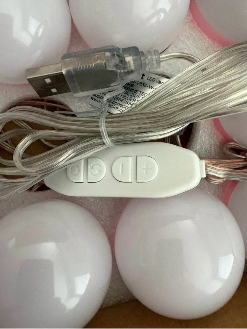 Vanity Mirror Lights - white and pink